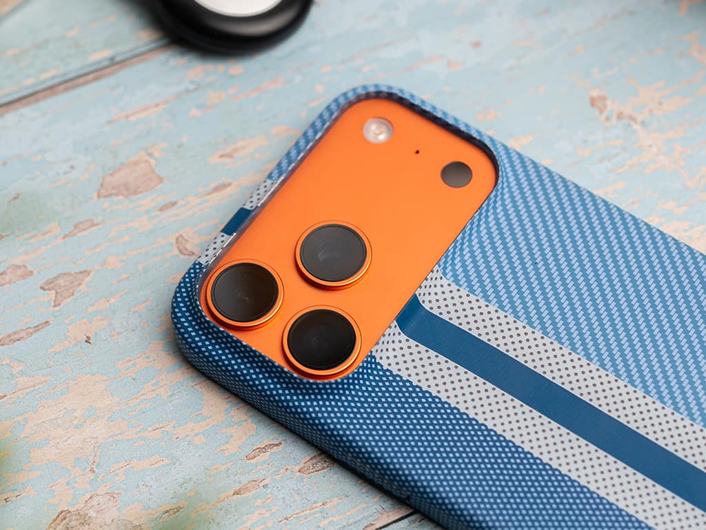 Kevlar carbon fiber ochranný kryt iPhone 17 Pro Max - Modrý syt 4